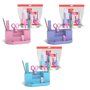 Набор настольный пластиковый ErichKrause Виктория, Пастель, ассорти из 3 цветов