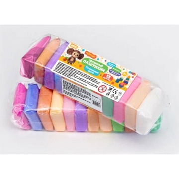 Пластилин супер легкий  12цв*10гр, "Чебурашка" 12шт/уп