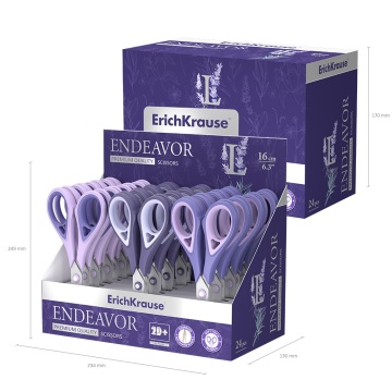 Ножницы ErichKrause Endeavor Lavender, 16 см, ассорти (в дисплее по 24 шт.)