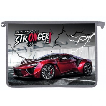 Папка д/тетрад. А4 (340*240*45) молния сверху, пластик "Красное авто" диз. с двух сторон