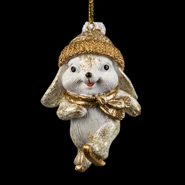 Украшение ErichKrause Decor Зайка на коньках золотой 7см