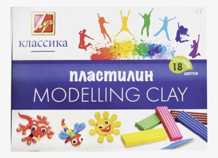 Пластилин 18цв 360гр. Классика, со стеком, карт.упак.