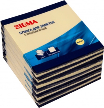 Бумага с липким краем (76*76мм)  100л жёлтый, пастель, Z сложение