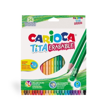 Карандаши цвет. 24цв  Carioca Tita Erasable с ластиком, стираемые