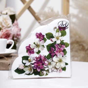 Салфетка Art Bouquet Rondo "Яблоневый цветок " Ф32см, 12шт., 3-х слойная