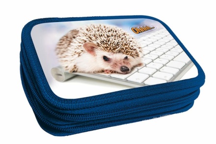 Пенал 2 отд. (205*125*40) молния, лам.картон "Ежик на клавиатуре"