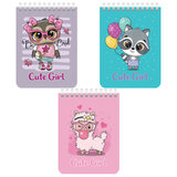 Блокнот А6. 108*145 мм. 40 л. Гребень, клетка. "Зверята"