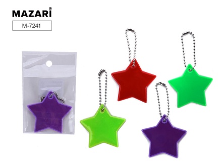 Брелок светоотражающий ЗВЕЗДА, фигурный, ассорти 2 цвета, ОПП-упаковка с подвесом