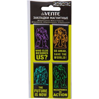 Набор закладок магнитных 4шт., "Robotic" 25*56,6мм