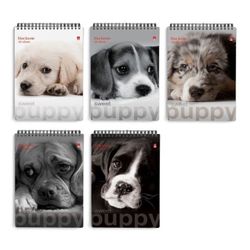 Блокнот А7  40л гребень "Чудо-щеночки" клетка