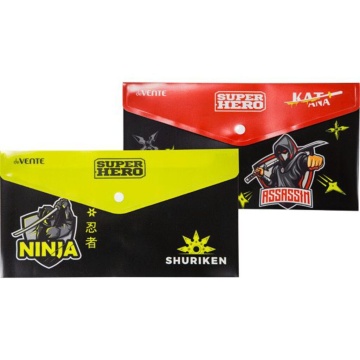 Конверт на кнопке  с рисунком 260*140мм SuperHero 0,18мм