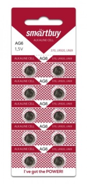 Батарейка-таблетка G6-10B Smartbuy Alkaline, блистер, цена за 1 шт