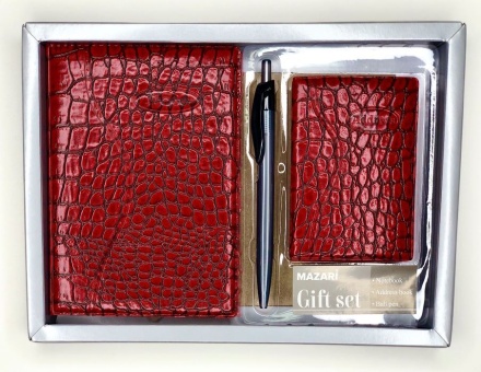 Набор подарочный "БИЗНЕС" (блокнот, тел.книга, ручка 0,7 мм) , красный