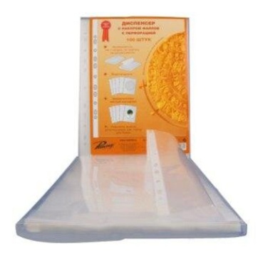 Файл с перфорацией А4 стандарт / 0,03 мм / 100 шт/уп., тиснение