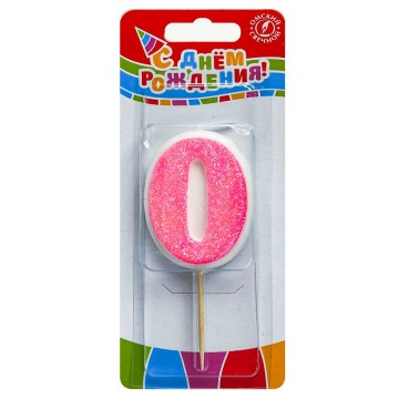 Свеча-цифра "0" сахарная, 4см