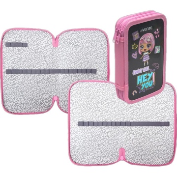 Пенал 2 отд. (205*120*40) молния, картон с конгревным тиснением Fancy Girl, на 31пр.