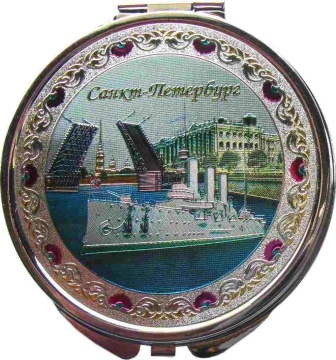 Зеркало 7см "Аврора-Мосты-Эрмитаж" серебро