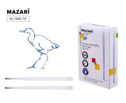 Стержень шар. MAZARI 99мм, типа Parker, синий, 0,7мм, масл.осн.