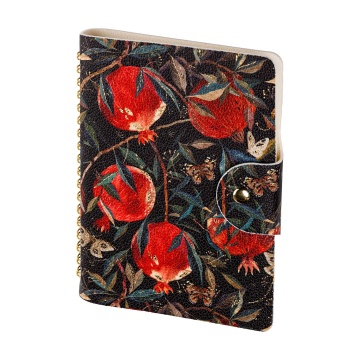 Ежедневник недат. А6 136л., кожзам, мягк.обл., гребень "Flora. Гранат" магнит.хлястик