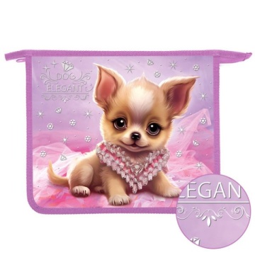 Папка для тетрадей. А5. На молнии. "СОБАЧКА В АЛМАЗАХ"