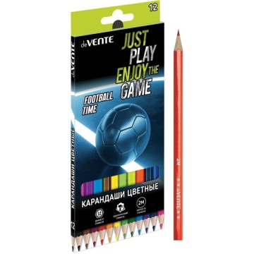 Карандаши цвет. 12цв deVENTE Football Time  2М, шестигранные