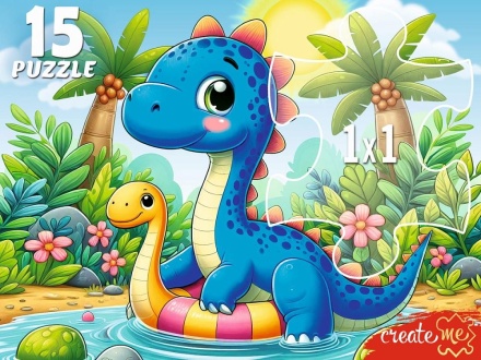 Пазл МАКСИ 15 элементов "Динозаврик в пруду"