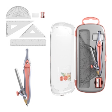 Готовальня ErichKrause Pastel Bloom, 7 предметов, пенал, персиковый