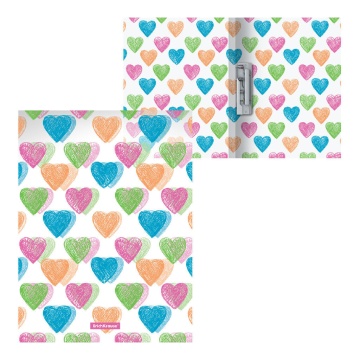 Папка с боковым зажимом пластиковая ErichKrause Neon Hearts, A4 (в пакете по 4 шт.)
