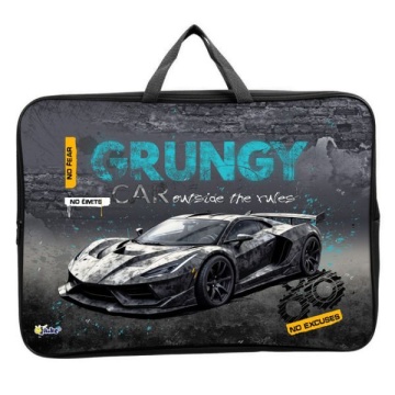 Папка А3 (475*345*40) с ручками, молния, ткань "Авто гранж"