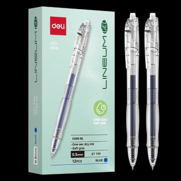 Ручка гелевая  Deli автомат "LINEUM-GEL" синяя, 0,5мм, мягкий грип