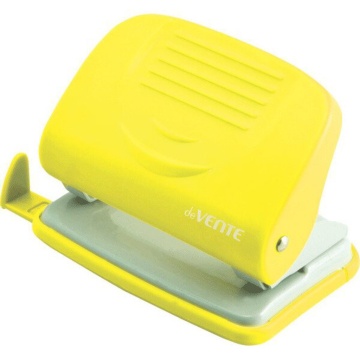 Дырокол deVENTE  20 лист, пластик, линейка, желтый НЕОН
