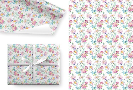 Бумага упаковочная 70*100см  "Весенние цветы"
