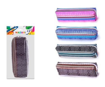 Пенал. на молнии, ПВХ, Узоры ассорти 4 цвета