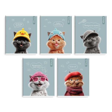 Тетрадь А5 48л кл. Феникс+ "Коты в школе" выб.твин-лак