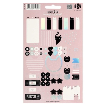 Наклейки бумажные для планирования 120*210мм  60шт "Розовые коты"