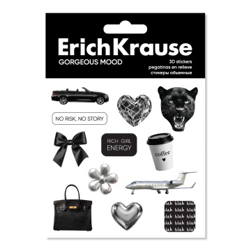 Стикеры объёмные ErichKrause Настроение роскошь, эпоксидная смола (в пакете)