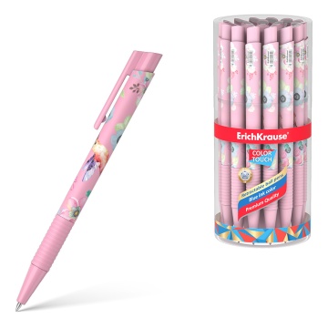 Ручка шариковая автоматическая ErichKrause с резиновым хватом Колибри 0.7, цвет чернил синий (в тубу