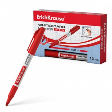 Маркер для досок ErichKrause W-110, цвет чернил красный (в коробке по 12 шт.)