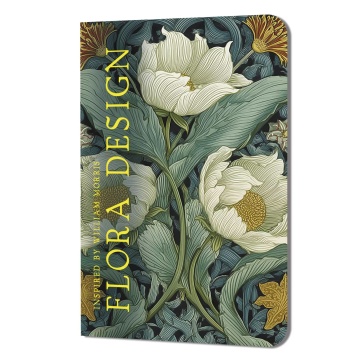 Записная книжка А5  32л. картон, скоба "FLORA DESIGN. Inspired by William Morris. Белые цветы" лин.