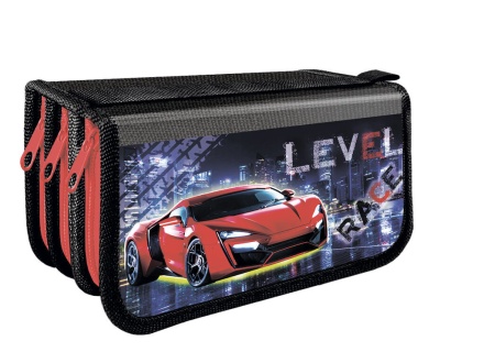 Пенал 3 отд. (190*105*60) молния, металлиз.лам.картон "Уровень скорости"