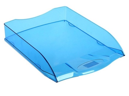 Лоток д\бумаг гориз. Оптима прозрачно-синий