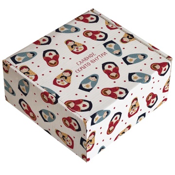 Подарочная коробка 20*20*10 см "Folk. Матрешки" требуется сборка