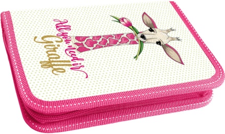 Пенал 1 отд. с 2-мя откид.пл. (205*140*40) молния, ткань "Жираф"