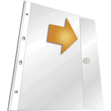 Файл с перфорацией A4 (243x310 мм), 140 мкм, 4 отв., ПВХ с клапаном на кнопке, глянцевые