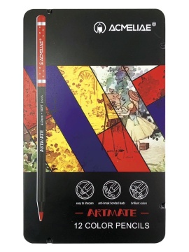 Карандаши цвет. 12цв  Acmeliae Blackwood Artmate, металл. футляр, грифель 4мм, мягкие