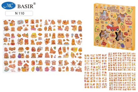 Наклейки декоративные 360*240мм 4л  "Капибара" в подар.упаковке