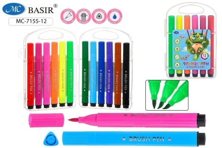 Фломастеры на водной основе. "МОНСТРИКИ". С мягкой кистью, 1-7 mm. Вентилир.колпачок. 12 цв.