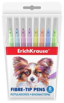 Фломастеры 8цв "Erich Krause. Easy Washable Pastel ", вент.колпачок, блистер