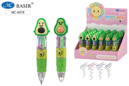 Ручка автоматич. МИНИ: 4-х цветная. "АВОКАДО". 0,5 mm.