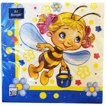 Салфетка Art Bouquet "Веселые пчелки" 33*33см, 20шт., 3-х слойная